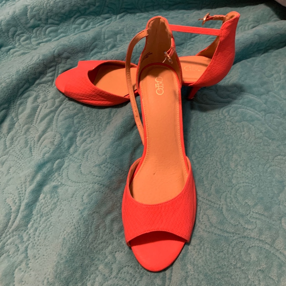Cato’s heeled sandals, orange/coral size10W